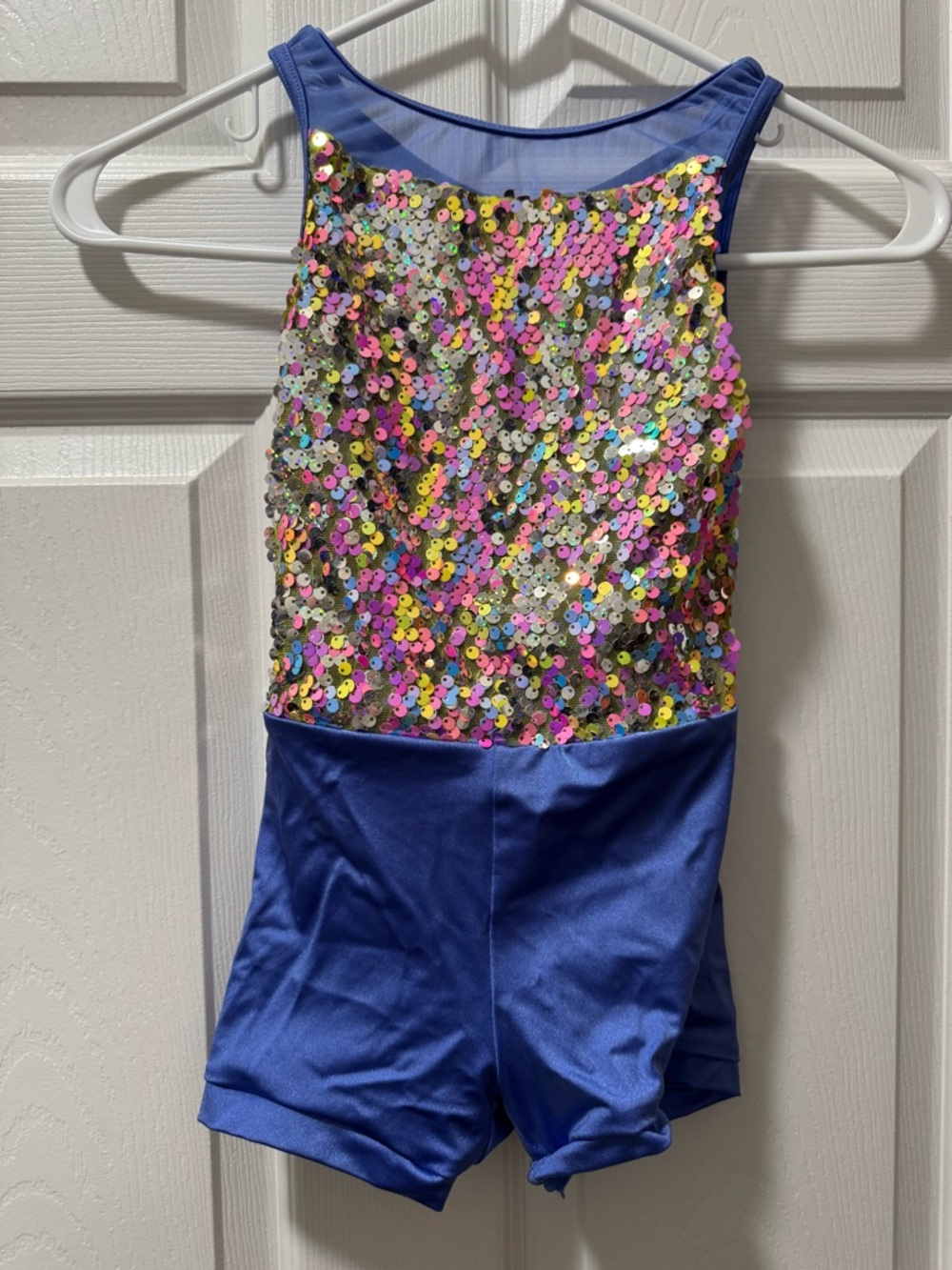 Weissman Girls Blue Sequin Tank One-Piece